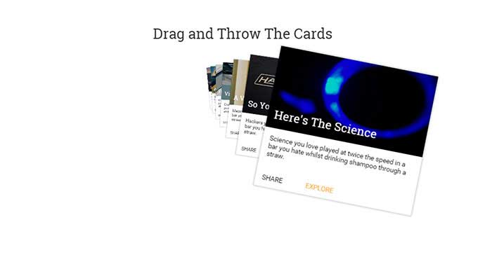 کارت نمایش شناور پست ها به صورت سه بعدی (Drag And Throw 3D Card Pile)
